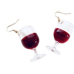 Red Wine Glass Earrings | 18K gold plated earrings hooks | gift for wine lovers | Gift for woman | OVERSIZED statement earrings in Saudi Arabia