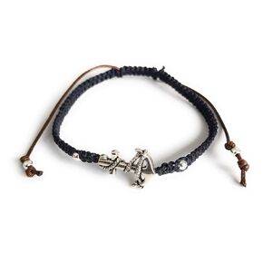 SIFRIMANIA Anchor Silver Plated Bracelet for Men Macrame Friendship Navy Blue String Band