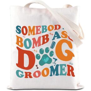 FOTAP Dog Groomer Tote Bag - Somebody's Bomb As Dog Stylist Gift Appreciation