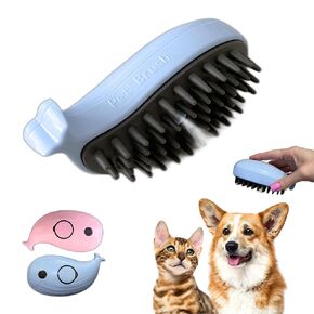 Generic Cat Steam Brush for Cats and Dogs - Self Cleaning Cat Hair Brush with Steam for Shedding and Loose Hair, Deshedding Dog Brush for Grooming, Blue and Pink Silicone Whale Model (Light Pink)
