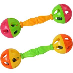2Pcs Multi-Color Bird Parrot Toy Rattle Birds Fun Exercise Plastic Double-Headed Bell Pet Toys Dumbell Foot Toy Small and Medium Birds Foraging Foot Toy Bird Toys