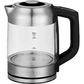 Salton GK1758 Temperature Control 1.7L with Tea Steeper Electric Kettle, Stainless Steel, Glass