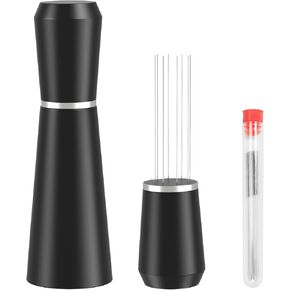 WDT Espresso Tool Metal Black Espresso Coffee Stirrer Barista 304 Stainless Steel 8Pin WDT Espresso Distribution Tool Coffee Tool with Stand with Extra 9 Replaceable Needles
