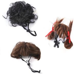 3pcs Pet Wigs Dog Cat Headdress,Pet Costume Funny Cat Accessories Dog Supplies Pet Cosplay Outfits Pet Hair Accessories(Mix)