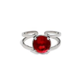 Recycled Vintage 1940's Red Beer Bottle Adjustable Double Band Glass and Sterling Silver Ring