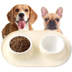 وعاء للحيوانات الأليفة سعة 1.5 كوب مع مجموعة حصيرة، ووعاءان من السيراميك للكلاب صغيرة الحجم، وبساط تغذية للكلاب مصنوع من السيليكون المقاوم للماء وغير قابل للانزلاق، ووعاء طعام للكلاب الصغيرة، ومستلزمات الكلاب، وإكسسوارات الحيوانات الأليفة، وخالية من مادة  in Kuwait