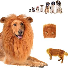 Lion Mane for Dog, 2024 Dog Lion Mane, Lions Mane for Dogs, Dog Costumes for Small Medium Large (Large Dogs-Light Brown)