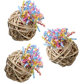 Super Bird Creations SB520 Fiesta Ball Stuffers Bird Toy for Ringnecks, Medium Conures, Quakers, Caiques, Pionus, Senegals - Hidden Treats Vine Ball Encourage Foraging - Medium Bird Size, 6cm, 3 Pack