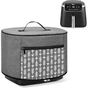 YARWO Dust Cover Compatible with Ninja 5 QT Air Fryer Pro 4-in-1 (AF141), Deep Fryer Cover with Zipper Pocket and Wipe Clean Liner for Kitchen Appliance and Accessories, Gray with Arrow