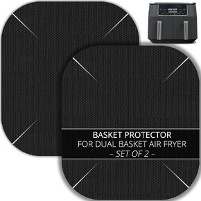 INFRAOVENS Air Fryer Liners for Ninja Foodi Dual 10qt DZ550 Basket Protector Cover for Smart XL DualZone, 2 Double Basket 6-in-1, Airfryer Accessories, Kitchen Gadgets, Reusable Filters and Inserts