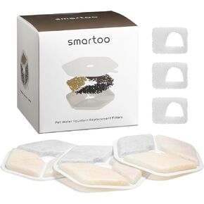 3 Packs Replacement Filters and 3 Packs Sponges for 152oz/4.5L Wireless Cat Water Fountain PTM-643