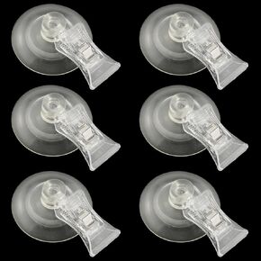6PCS Transparent Suction Cup Clips POP Clip Fish Seaweed Plant Feeding Tool Plastic Clip Advertising Clip Promotional Clip Suitable for Retail Stores Supermarkets Trade Shows on Glass