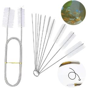 Aquarium Filter Brush Long Brush Flexible Double Ended Bristles Hose Pipe Cleaner for Fish Tank or Home Kitchen(White)