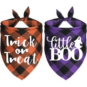 2 Pack Halloween Dog Bandanas, Multi Sizes Holiday Halloween Dog Puppy Bandana Scarf Costume for Small Medium Large Dogs Pets (Large)