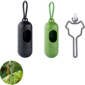 3 Pack Dog Poop Bag Holder Dispenser Storage Container with Leash Clip Hook Attachement Hand Free Hanging Carrier for Standard Rolls Bags Pet Doggy Waste Poo