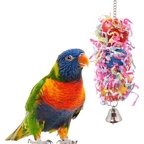 Bird Chewing Toys, Hanging Parrot Shredder Toy with Bell, Birdcage Accessories, Suitable for Small Birds Parrots Parakeets Cockatiel Conures Love Birds