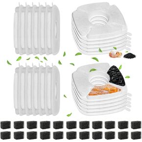 22 Pack Cat Fountain Replacement Filters, Fit for 95oz/2.8L Pet Fountain, Pet Fountain Filter Set, 22 Sponges and 22 Water Fountain Filters for Cat Fountain Dog Bowl Water Dispenser