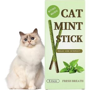 Cat Catnip Sticks Cat Chew Sticks Natural Cat Teething Toys Cat Mint Stick for Cat Teeth Grinding Cleaning (6 Pcs)
