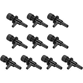 uxcell Aquarium Air Valve 2 Way Air Pump Control Valves for Fish Tank Plastic Black 10Pcs