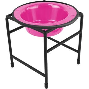 Platinum Pets Single Diner Feeder with Stainless Steel Cat/Puppy Bowl, .75 cup/6 oz, Cotton Candy Pink