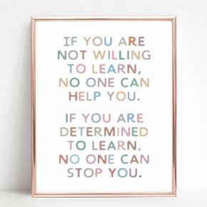 If You Are Determined to Learn, Motivational Wall Art, Positive Quotes Art Wall Decor, Positive Saying, Office Wall Decor, Teachers Classroom Wall Decor, School Wall Art, UnFramed (11x14 INCH, White)