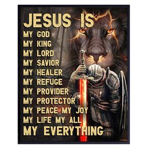 Jesus Christ Quotes Wall Decor - Christian Wall Decor for Men - Inspirational Wall Art, Religious Gifts for Him - Man cave Spiritual Wall Art - God Wall Decor - Church Decorations - Jesus Poster 8x10