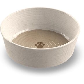 TarHong Farmhouse Rustic Paw Pet Bowl for Water and Food, Merge (Bamboo and Pure Melamine), Medium, 4 Cups