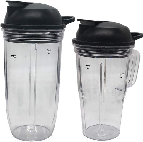 مجموعة بديلة من شفرة استخراج سهلة اللف مع كوب بمقبض 32oz، 24oz مع غطاء للتنقل، متوافقة مع NutriBullet Blender Combo/PRO 1000/ Select Blender (5، كوب 1*32oz+كوب بمقبض 1*24oz+2*غطاء+1*شفرة) in Kuwait