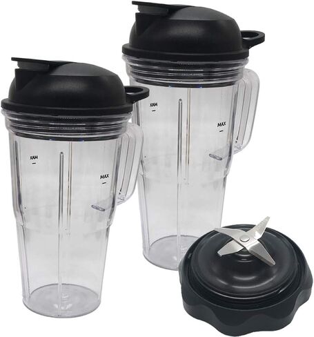 مجموعة بديلة من شفرة استخراج سهلة اللف مع كوب بمقبض 32oz، 24oz مع غطاء للتنقل، متوافقة مع NutriBullet Blender Combo/PRO 1000/ Select Blender (5، كوب 1*32oz+كوب بمقبض 1*24oz+2*غطاء+1*شفرة) in Kuwait