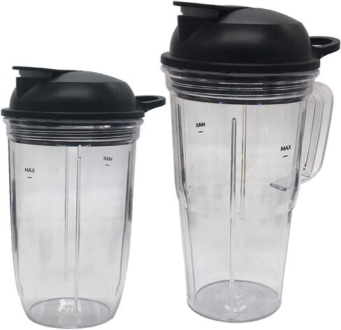 مجموعة بديلة من شفرة استخراج سهلة اللف مع كوب بمقبض 32oz، 24oz مع غطاء للتنقل، متوافقة مع NutriBullet Blender Combo/PRO 1000/ Select Blender (5، كوب 1*32oz+كوب بمقبض 1*24oz+2*غطاء+1*شفرة) in Kuwait