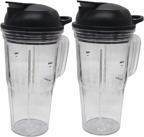 مجموعة بديلة من شفرة استخراج سهلة اللف مع كوب بمقبض 32oz، 24oz مع غطاء للتنقل، متوافقة مع NutriBullet Blender Combo/PRO 1000/ Select Blender (5، كوب 1*32oz+كوب بمقبض 1*24oz+2*غطاء+1*شفرة) in Kuwait