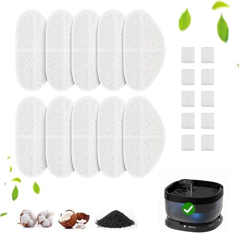 Wireless Dog Water Fountain Filters, 10 Pack Filters with 10 Pack Sponges Set, 5 Layer Replacement Filters for FP30 Dog Fountain Battery Operated in Saudi Arabia
