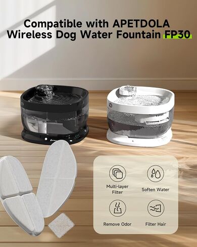 Wireless Dog Water Fountain Filters, 10 Pack Filters with 10 Pack Sponges Set, 5 Layer Replacement Filters for FP30 Dog Fountain Battery Operated in Saudi Arabia