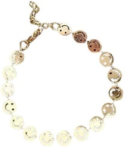 Gold Happy Faces Chain Anklet Bracelet Gift For Her (Anklet Size) in Saudi Arabia