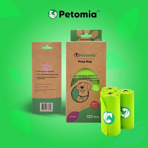 120 Compostable Pet Poop Bags on 8 Refill - Rolls Certified Home Compostable Dog Poop Bags, Vegetable Based Dog Poop Bag, Earth Friendly dog waste bags, Leakproof And Zero Odor (9 x 13 inches) in Saudi Arabia