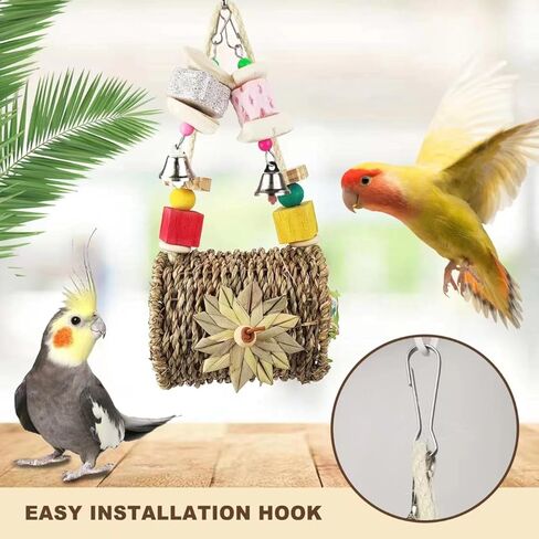 SUNSHINE Bird Toys Hanging Parakeet Cockatiel Toys Bird Shredded Foraging Toys Cuttlebone for Birds Natural Bird Toys Bird Cage Accessories for Parakeets Bird Toys for Small-Medium Sized Parrots in Kuwait
