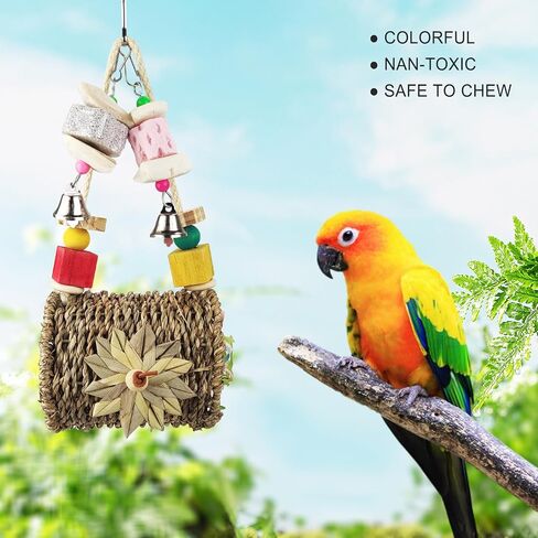 SUNSHINE Bird Toys Hanging Parakeet Cockatiel Toys Bird Shredded Foraging Toys Cuttlebone for Birds Natural Bird Toys Bird Cage Accessories for Parakeets Bird Toys for Small-Medium Sized Parrots in Kuwait