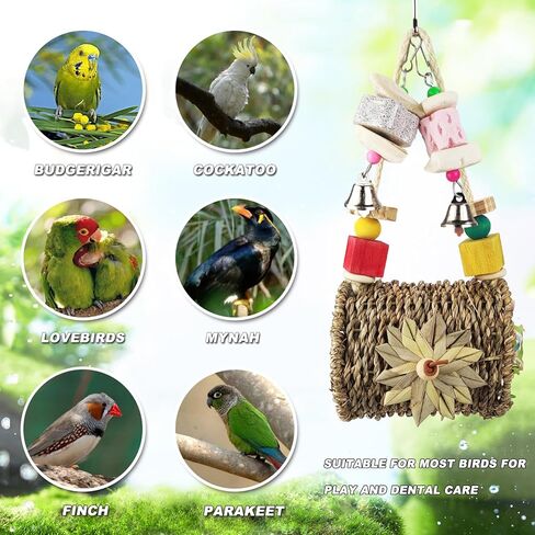 SUNSHINE Bird Toys Hanging Parakeet Cockatiel Toys Bird Shredded Foraging Toys Cuttlebone for Birds Natural Bird Toys Bird Cage Accessories for Parakeets Bird Toys for Small-Medium Sized Parrots in Kuwait