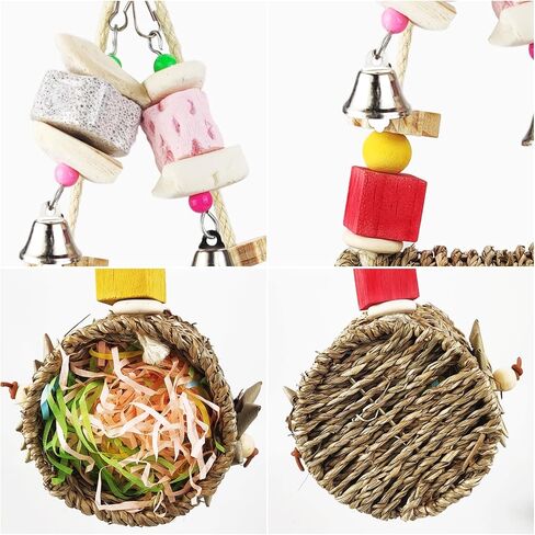 SUNSHINE Bird Toys Hanging Parakeet Cockatiel Toys Bird Shredded Foraging Toys Cuttlebone for Birds Natural Bird Toys Bird Cage Accessories for Parakeets Bird Toys for Small-Medium Sized Parrots in Kuwait