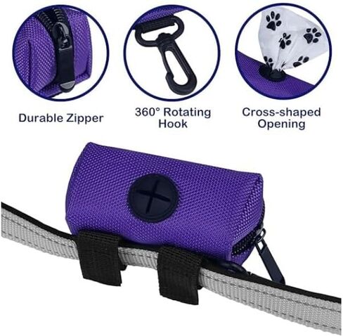 Pet Waste Bag Dispenser, Zippered Pouch, Portable Dog Poop Bag Holder, Leash Attachment, Lightweight Fabric Bags, Blue- Arrow Street in Saudi Arabia