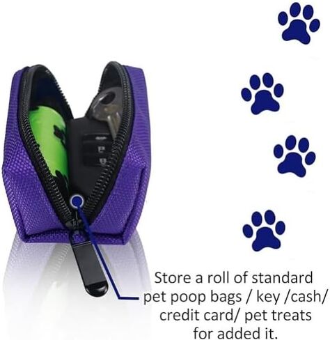 Pet Waste Bag Dispenser, Zippered Pouch, Portable Dog Poop Bag Holder, Leash Attachment, Lightweight Fabric Bags, Blue- Arrow Street in Saudi Arabia