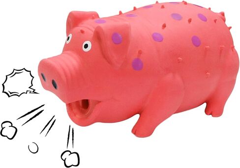 Squeaky Pig Dog Toy That Oinks, Latex Pig 7.3 in Grunting Dog Toys, Durable Dog Chewing Toys for Small Medium Large Dogs(Red, 1 Pcs) in Kuwait