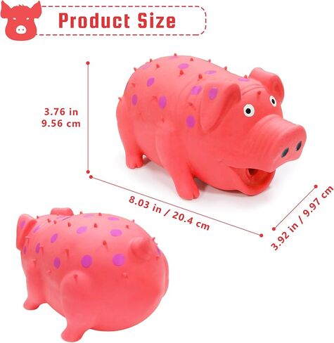 Squeaky Pig Dog Toy That Oinks, Latex Pig 7.3 in Grunting Dog Toys, Durable Dog Chewing Toys for Small Medium Large Dogs(Red, 1 Pcs) in Kuwait