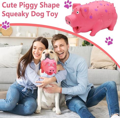 Squeaky Pig Dog Toy That Oinks, Latex Pig 7.3 in Grunting Dog Toys, Durable Dog Chewing Toys for Small Medium Large Dogs(Red, 1 Pcs) in Kuwait