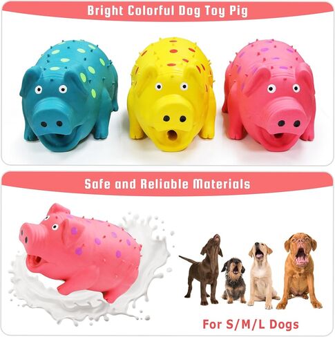 Squeaky Pig Dog Toy That Oinks, Latex Pig 7.3 in Grunting Dog Toys, Durable Dog Chewing Toys for Small Medium Large Dogs(Red, 1 Pcs) in Kuwait