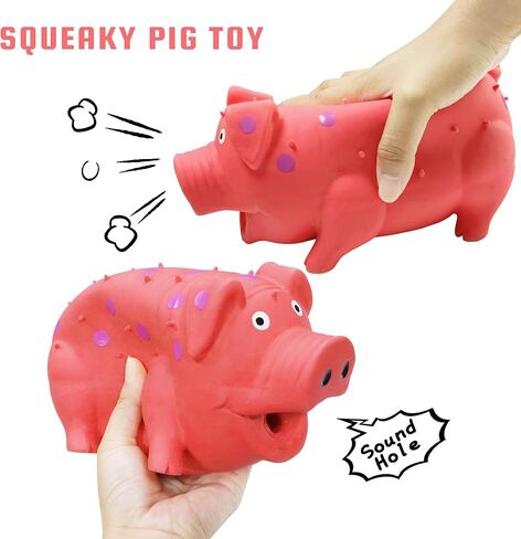 Squeaky Pig Dog Toy That Oinks, Latex Pig 7.3 in Grunting Dog Toys, Durable Dog Chewing Toys for Small Medium Large Dogs(Red, 1 Pcs) in Kuwait