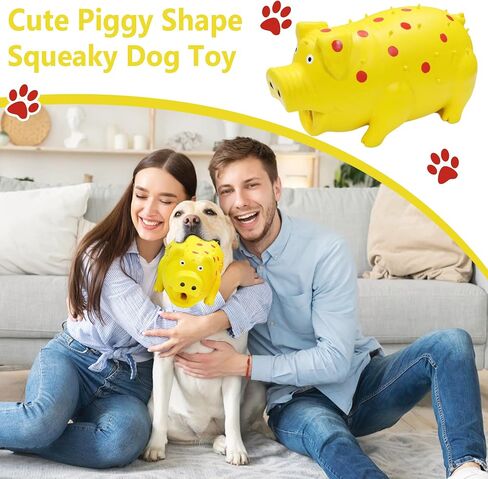 Squeaky Pig Dog Toy That Oinks, Latex Pig 7.3 in Grunting Dog Toys, Durable Dog Chewing Toys for Small Medium Large Dogs(Red, 1 Pcs) in Kuwait