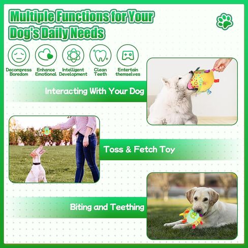 Dog Squeak Ball Toys with Tags, Interactive Dog Toys, Soft Stuffed Puppy Toys with Built-in Bell, Dog Chew Toys to Keep Them Busy for Small Medium Large Dogs - 6 Inches in Saudi Arabia