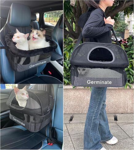 Dog Cat Car Seat Booster Removable Mesh Cover Pet Puppy Kitten Travel Armrest Bed Carrier 2 Cat's Nest Weigh 20 Lbs Without Deformation (Grey, Small) in Saudi Arabia