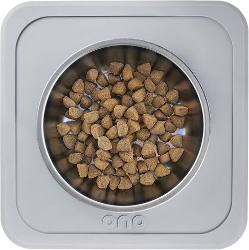 Ono Great Bowl Food & Water Single Feeder - Medium to Large Pets No Spill Non Skid Silicone Mat & Stainless Steel Bowl for Dogs or Cats (Cool Gray) in Saudi Arabia